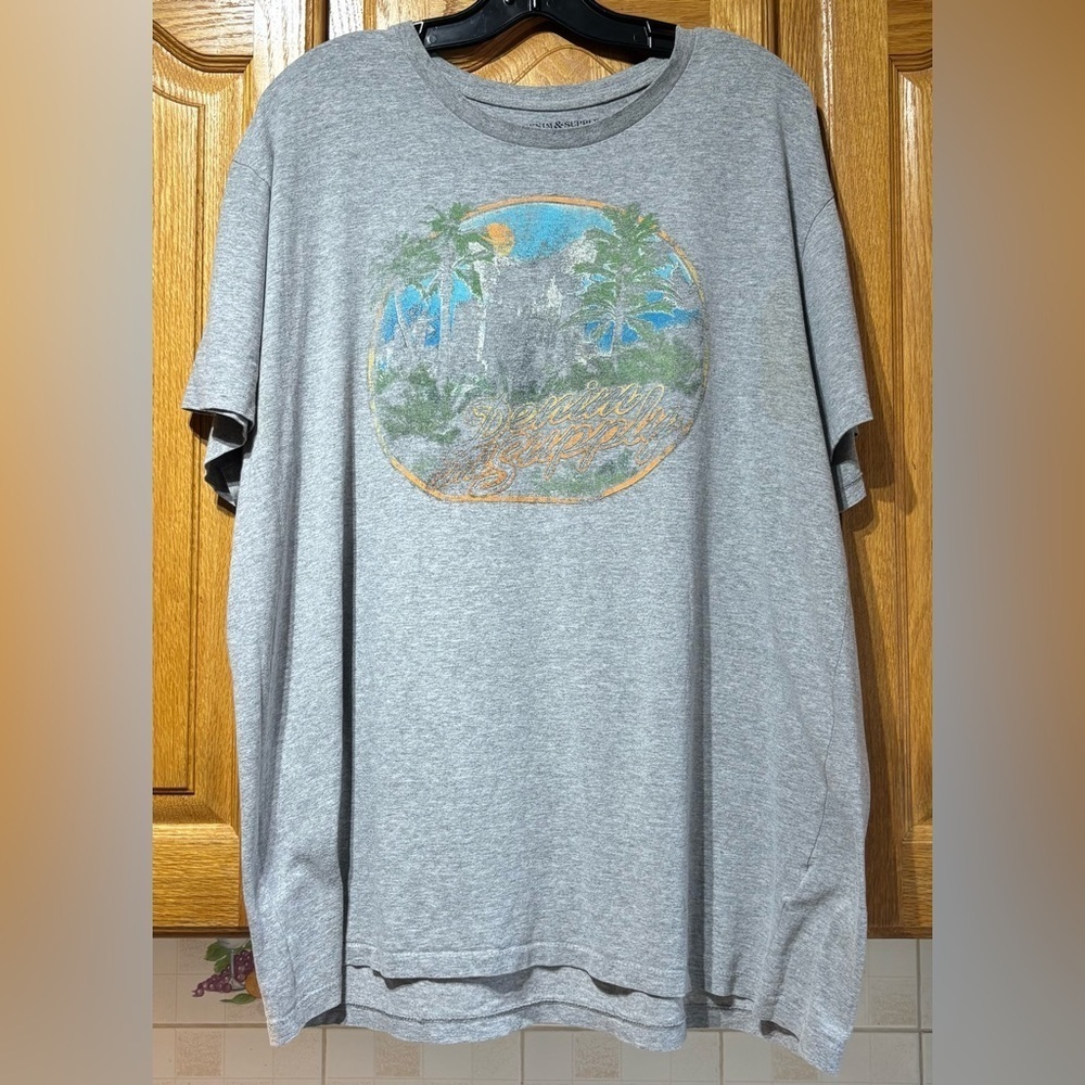 Denim & Supply Ralph Lauren Gray Tropical Print Surf T-Shirt Men’s XXL